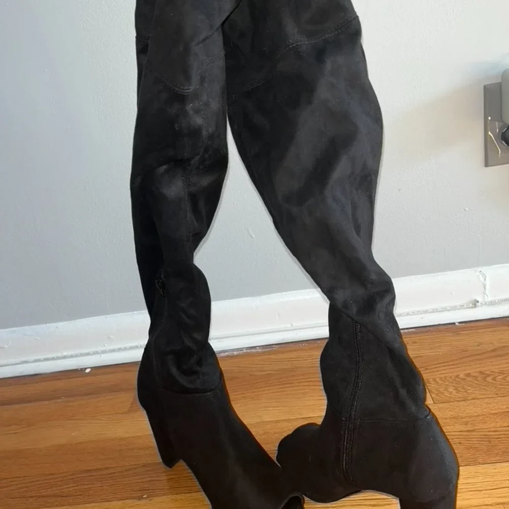 Brand New Peep Toe Thigh High Boots Size 11 - Picture 6 of 7